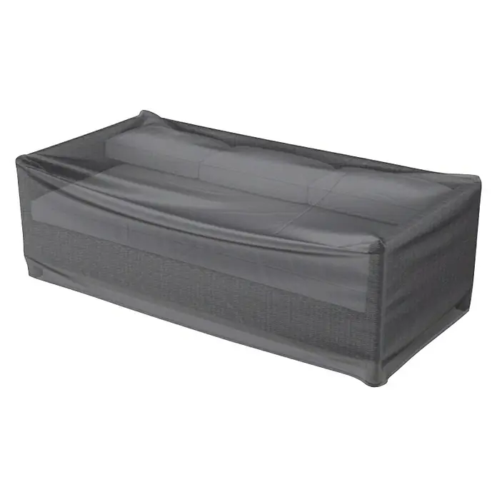 Schutzhülle Aerocover - L x B x H: 250 x 100 x 70 cm - Eine graue Sofabezug schützt ein Rattan-Sofa. Die Schutzhülle ist transparent und undurchsichtig, das Möbelstück wird somit vor Staub und Wetter geschützt.