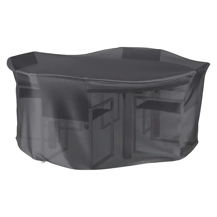 Sitzgruppen-Schutzhülle Aerocover - Ø x H: 150 x 85 cm, Kunststoff - Graue Schutzhülle für eine Gartentischgruppe, die Tisch und Stühle vor Witterungseinflüssen schützt. Ideal für den Außenbereich.