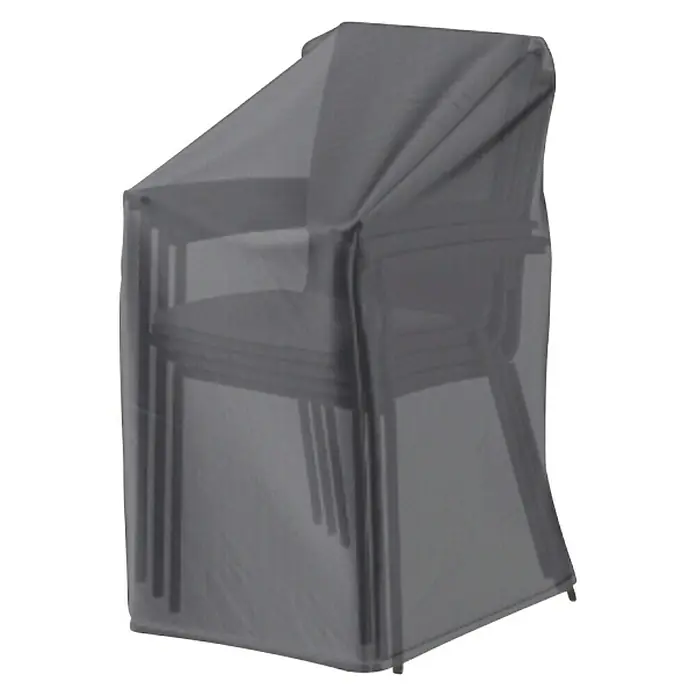 Stapelsessel-Schutzhülle Aerocover - L x B x H: 67 x 67 x 110 cm, Kunststoff - Eine graue Schutzhülle für einen Stapel Gartenstühle, die Möbel vor Witterungseinflüssen schützt und für Ordnung sorgt.