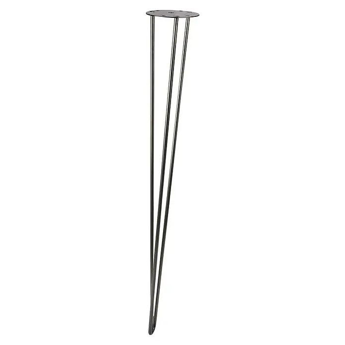 Rei Pata para muebles Tri - Ø x Al: 10 x 71 cm, Acero, Negro - Patas de metal plateado para muebles, ideales para proyectos de bricolaje. Las patas de la mesa son robustas y dan un aspecto industrial.