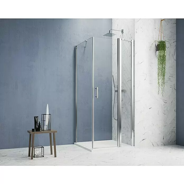 GEO Hit Pro Eckdusche B-PF200 - L x B x H: 90 x 100 x 202,2 cm, Beschichtet, Chrom, Glasstärke: 6 mm, DIN Anschlag: Rechts - Stimmungsaufnahme