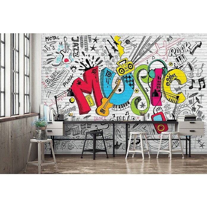 Fototapete Music-Graffiti (B x H: 254 x 184 cm, Vlies)