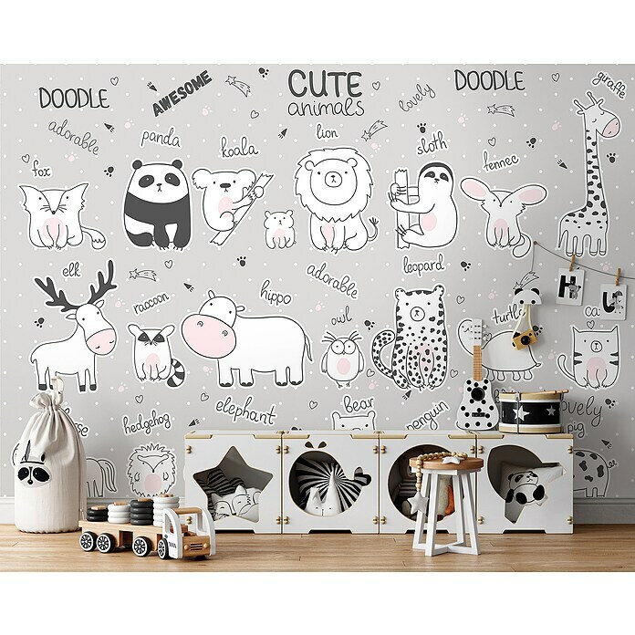 Fototapete Cute Animals I (B x H: 416 x 254 cm, Vlies) | BAUHAUS