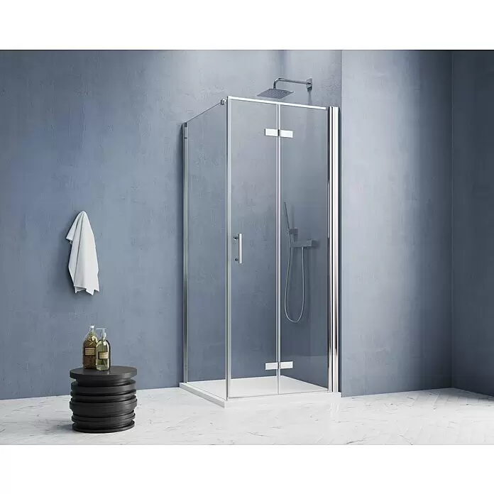 GEO Hit Pro Eckdusche B-PF400L x B x H: 100 x 100 x 202,2 cm, Beschichtet, DIN Anschlag: Rechts, Stärke: 6 mm, Chrom
