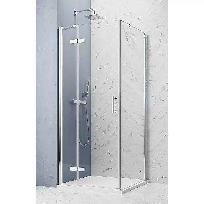 GEO Hit Pro Eckdusche B-PF300L x B x H: 80 x 100 x 200 cm, Beschichtet, DIN Anschlag: Links, Stärke: 6 mm, Chrom