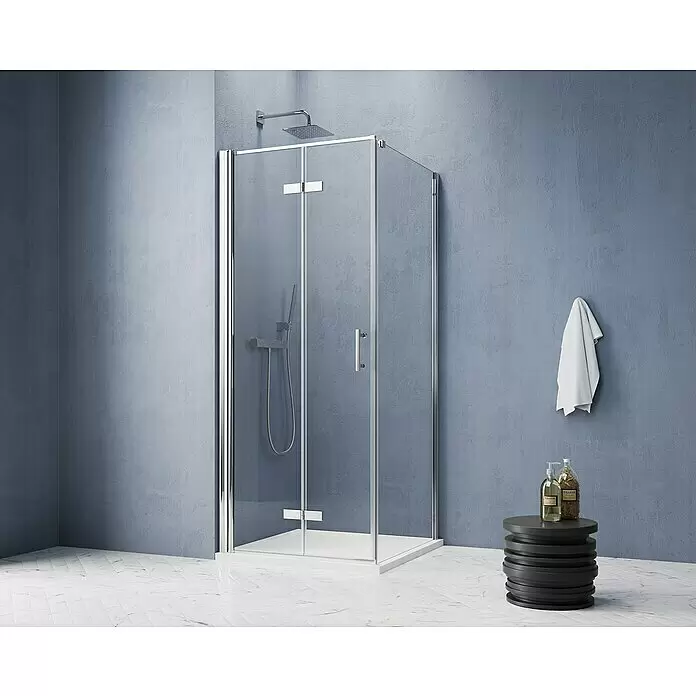 GEO Hit Pro Eckdusche B-PF400 - L x B x H: 80 x 80 x 202,2 cm, Beschichtet, Chrom, Glasstärke: 6 mm, DIN Anschlag: Links - Stimmungsaufnahme