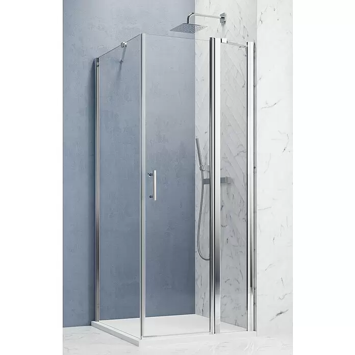 GEO Hit Pro Eckdusche B-PF200L x B x H: 80 x 80 x 202,2 cm, Beschichtet, DIN Anschlag: Rechts, Stärke: 6 mm, Chrom