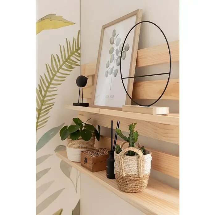 ProArt Bild - Eukalyptus II, B x H: 33 x 43 cm - Dekorative Regale mit verschiedenen Pflanzen und einem Bild, die ein natürliches und stilvolles Ambiente schaffen.