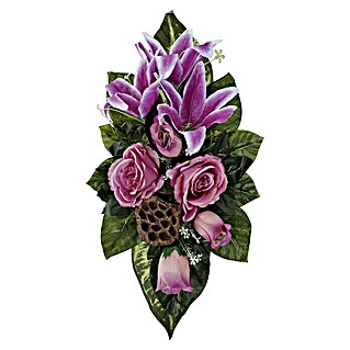 Dvojni nagrobni šopek Srednji (Do x Š x V: 55 x 35 x 28 cm, Primerno za: Dekoracija, Vijolična)