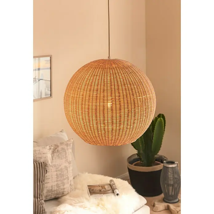 Lavida Pendelleuchte Tisha - 40 W, Braun, E27 - Hängeleuchte mit kugelförmigem Lampenschirm aus Korbgeflecht. Schafft eine gemütliche Atmosphäre mit warmem Licht und natürlichem Design.