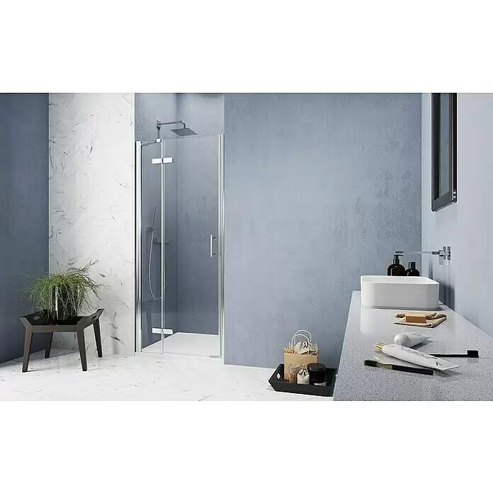 GEO Hit Pro Nischendusche B-PN300 - 100 x 200 cm, Beschichtet, Chrom, 6 mm, DIN Anschlag: Links - Stimmungsaufnahme