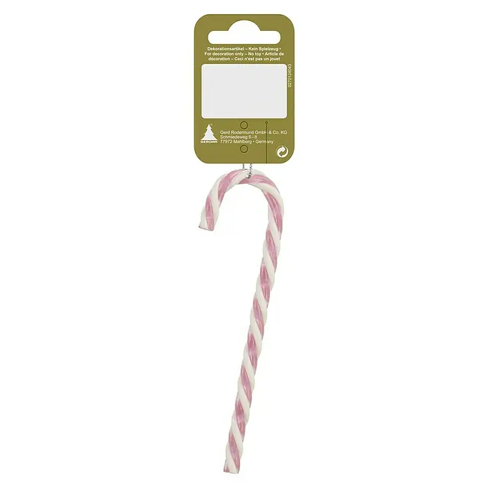 Christbaumschmuck Zuckerstange - Höhe: 15 cm, Rosa/Weiß, Kunststoff, 1 Stk. - Dekorative Zuckerstange mit rosa und weißen Spiralen zum Aufhängen am Weihnachtsbaum oder als festliche Dekoration.