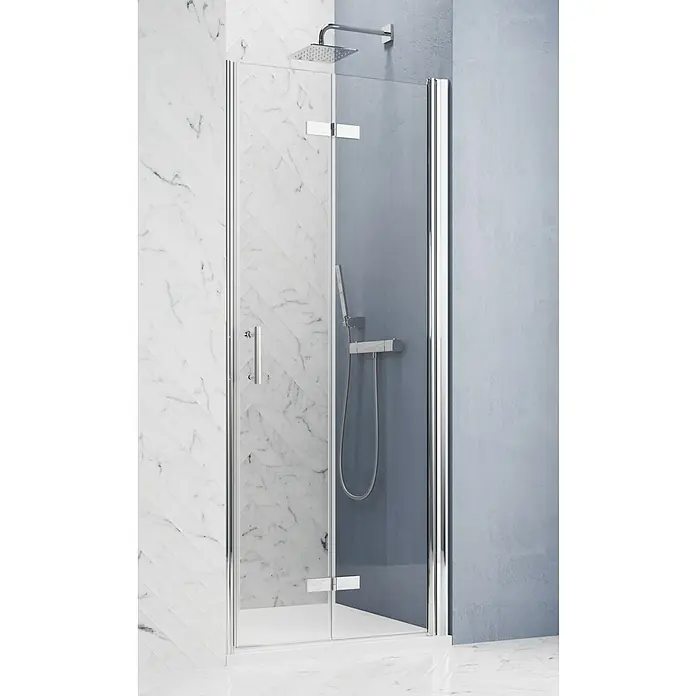 GEO Hit Pro Nischendusche B-PN400 - 80 x 202,2 cm, Beschichtet, Chrom, 6 mm, DIN Anschlag: Rechts - Elegante Duschkabine mit klaren Glaswänden und glänzenden Chromdetails. Ein modernes Badezimmerdesign für stilvolle Duscherlebnisse.