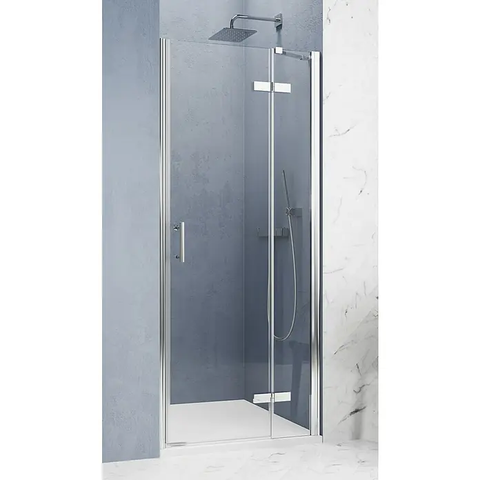 GEO Hit Pro Nischendusche B-PN30080 x 200 cm, Beschichtet, DIN Anschlag: Rechts, Stärke: 6 mm, Chrom - Duschkabine mit klappbarer Tür und Chrombeschlägen. Ideal für jedes Badezimmer und bietet Komfort und Stil.