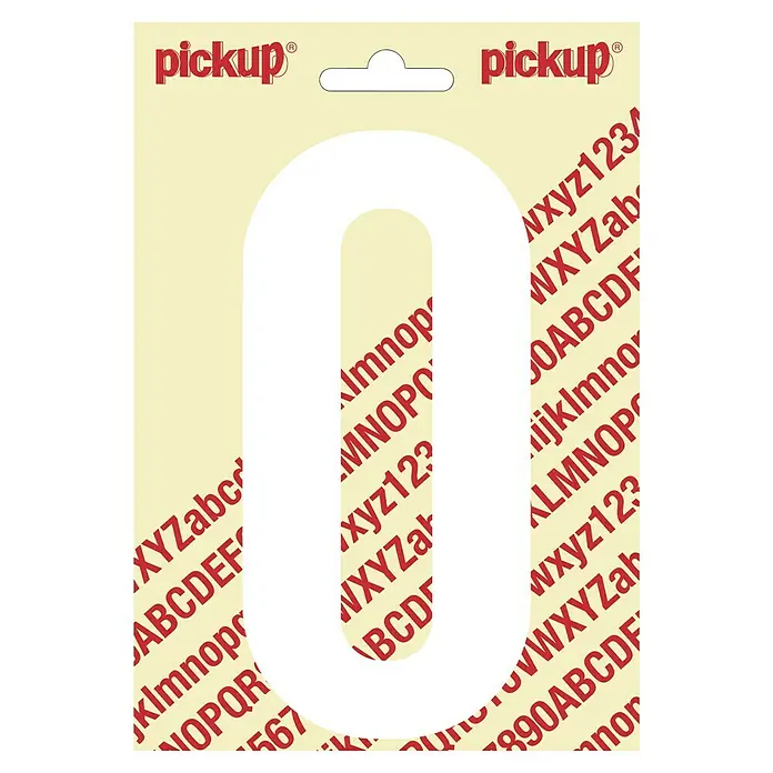 Pickup Etiqueta adhesiva - Motivo: 2, Blanco, Altura: 150 mm - Adhesivo "Pickup" con el número 0 en blanco sobre fondo beige.