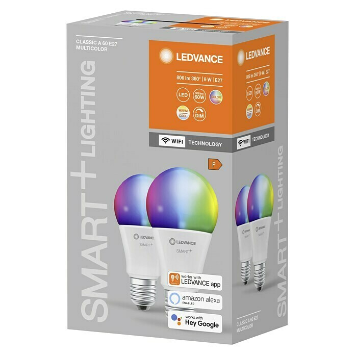 Ledvance Smart-LED-Lampen Set (E27, Dimmbar, RGBW, 806 lm, 9 W) | BAUHAUS