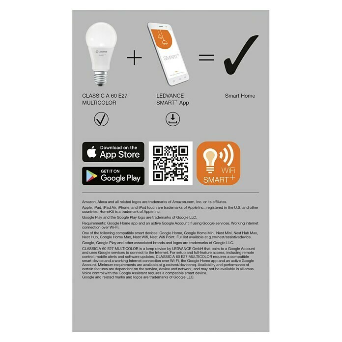 Ledvance Smart-LED-Lampen Set (E27, Dimmbar, RGBW, 806 lm, 9 W) | BAUHAUS