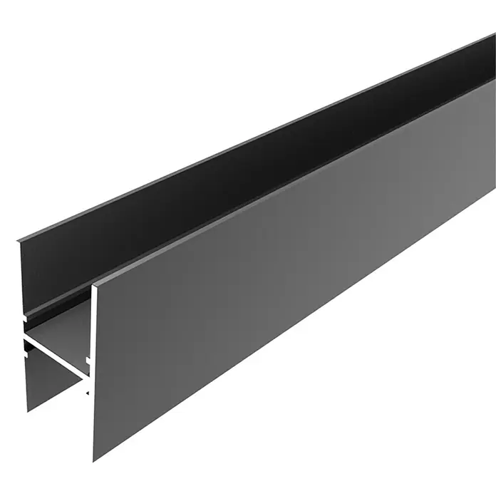 H-Verbindungsprofil - 250 cm x 16 mm, Anthrazit - Nahaufnahme eines grauen Aluminiumprofils mit H-Form auf schwarzem Hintergrund.
