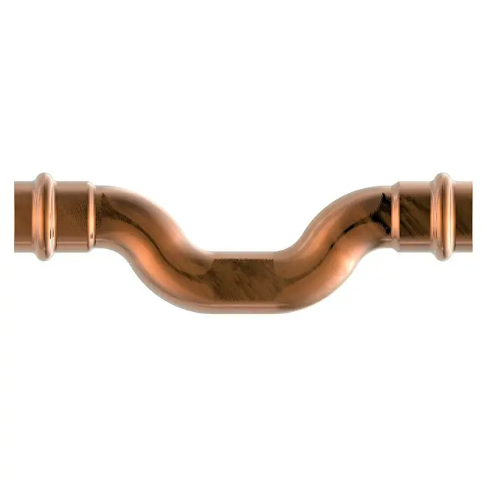 Kupfer-Press-Überspringbogen CU - Durchmesser: 15 mm, Beidseitige Muffe - Kupferrohr mit Pressverbindungen in U-Form für Sanitär- oder Heizungsinstallationen, robust und langlebig.