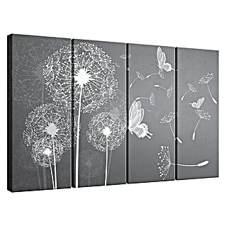 Leinwandbild (Pusteblume & Schmetterling, 120 x 80 cm (4 tlg./vertikal))