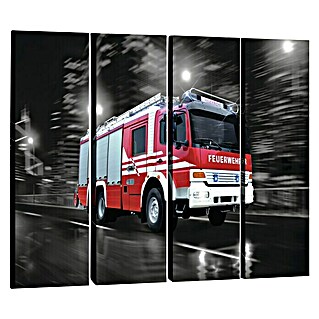 Leinwandbild (Rasende Feuerwehr, 120 x 80 cm (4 tlg./vertikal))