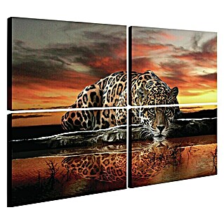 Leinwandbild (Jaguar im Sonnenuntergang, B x H: 120 x 80 cm)