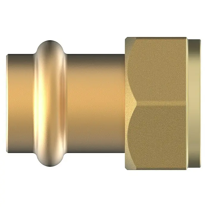 Press-Übergangsmuffe - Durchmesser: 15 mm, Innengewinde: ¾″ - Messing-Pressfitting Verbinder, ideal für Sanitär- und Heizungsinstallationen, sorgt für eine sichere und dauerhafte Verbindung.