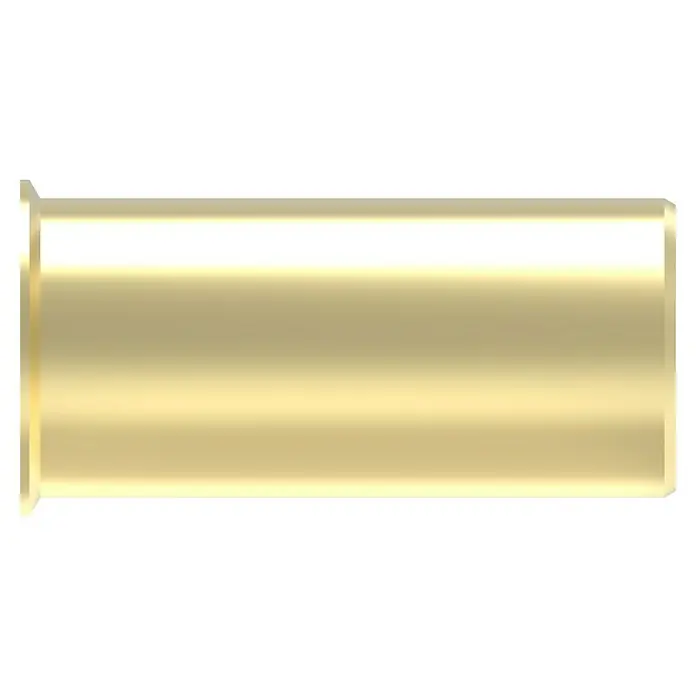 Stützhülse - Klemmen, 4 Stk., Durchmesser: 18 mm - Nahaufnahme einer glänzenden, goldenen Patronenhülse mit einem markanten Rand und einer zylindrischen Form.