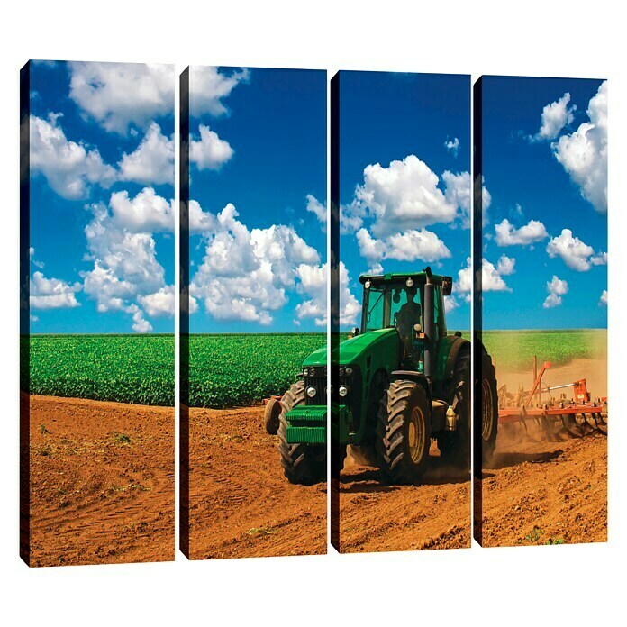 Leinwandbild (Grüner Traktor, 120 x 80 cm (4 tlg./vertikal))