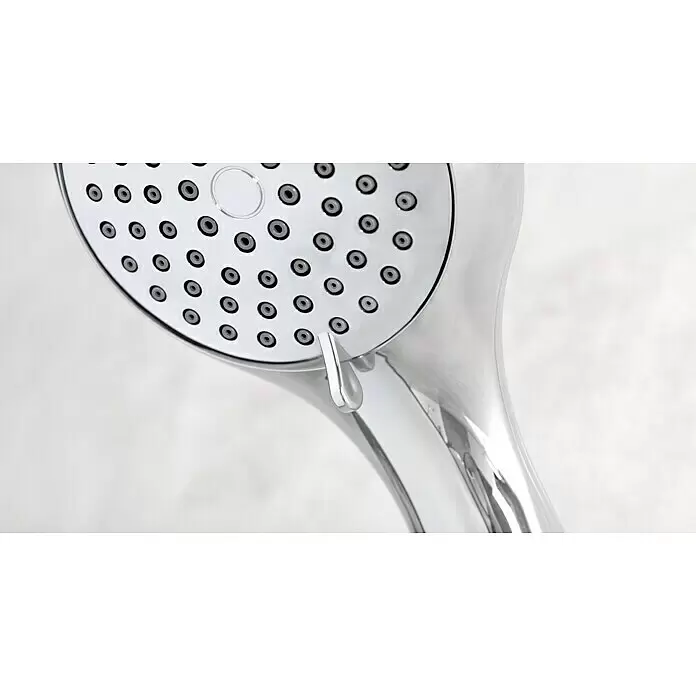 Mixomat Brause-Set Bilbao - Anzahl Strahlarten: 3 Stk., Chrom - Verchromter Duschkopf mit einem Wassertropfen, der sich an der Düse bildet.