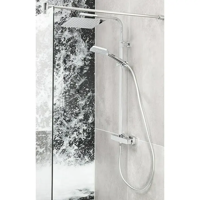 Camargue Duschsystem Arizona - Mit Thermostatarmatur, Anzahl Strahlarten: 3 Stk., Chrom - Moderne Duschgarnitur mit Kopf- und Handbrause in Chromoptik für ein luxuriöses Duscherlebnis im Badezimmer.