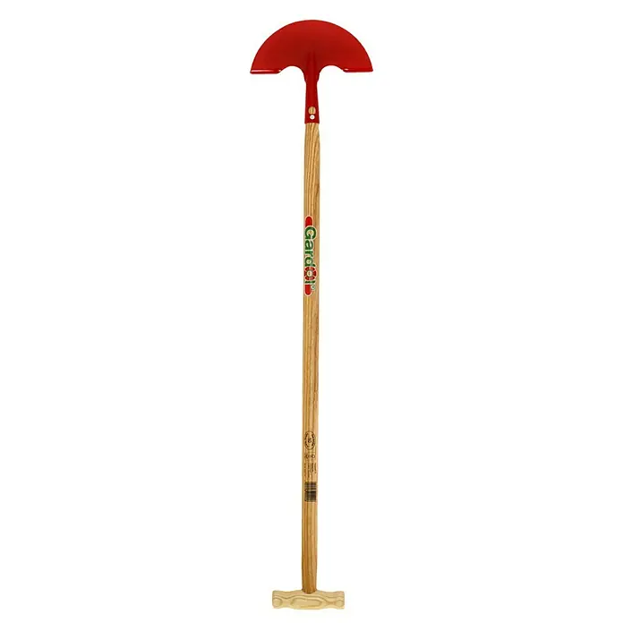 Gardol Rasenkantenstecher - Arbeitsbreite: 22 cm, T-Stiel, Mit Tritt - Eine Gartenwalze mit rotem Kopf und Holzgriff, ideal zum Glätten von Rasenflächen und zur Bodenverdichtung.