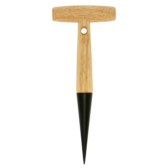 Freund Victoria Pflanzholz - 28 cm - Ein hölzerner Pflanzlochbohrer mit einem schwarzen, konischen Bohrer. Ideal für Gartenarbeiten und zum Pflanzen von Setzlingen.