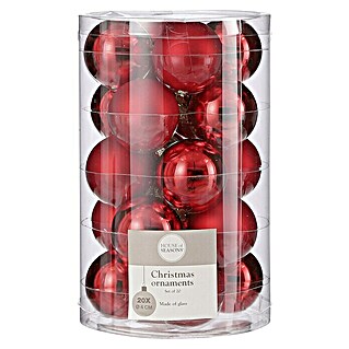 Set kuglica za božićno drvce (Crvene boje, Staklo, Promjer: 4 cm, 20 Kom.)