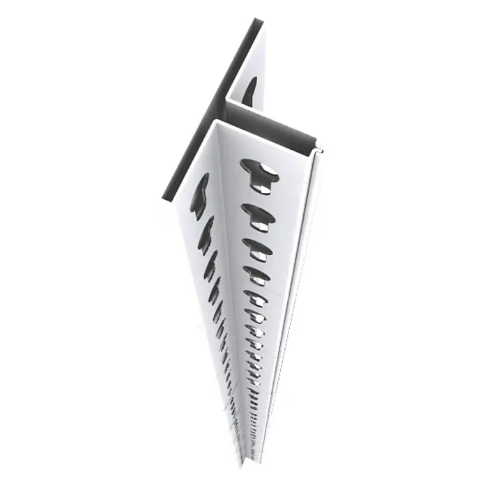 Simonrack Officlick Perfil angular - L x An x Al: 100 x 6,2 x 3,1 cm, Blanco - Imagen de un riel metálico blanco perforado con perfil en T para sistemas de estanterías. Uso versátil y diseño robusto.