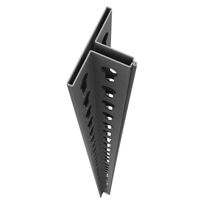 Simonrack Officlick Perfil angular - L x An x Al: 100 x 6,2 x 3,1 cm, Gris - Perfil angular metálico gris con orificios, ideal para montaje y construcción de estanterías, ofreciendo flexibilidad y estabilidad.