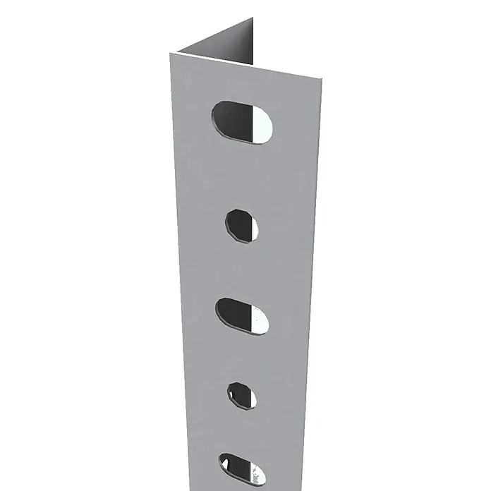 Simonrack Simoninox Travesaño - Largo: 80 cm, Acero inoxidable - Esta imagen muestra un carril metálico perforado en forma de L, utilizado para fijación o montaje.