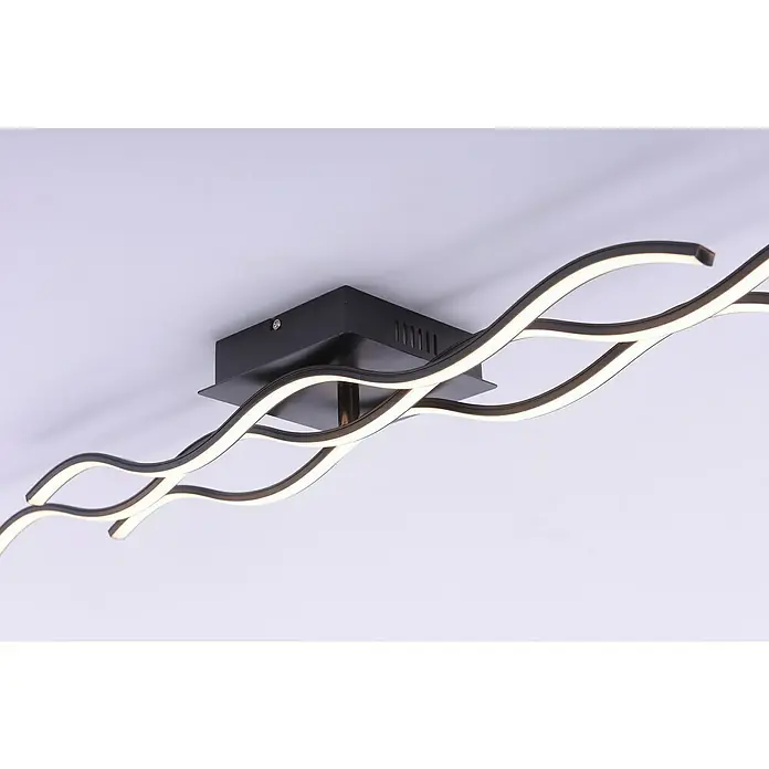 Just Light LED-Deckenleuchte - 32 W, L x B x H: 97,5 x 16 x 8 cm, Schwarz, Tageslichtweiß - Moderne LED-Deckenleuchte mit geschwungenem Design in Schwarz und Weiß, ideal für stilvolle Innenräume.