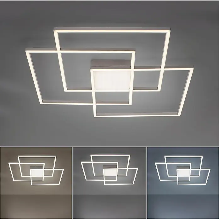 Just Light LED-Deckenleuchte Asmin - 12 W, L x B x H: 75 x 75 x 6 cm, Stahl, Mehrfarbig - Moderne LED-Deckenleuchte mit quadratischem Design. Die Lampe ist hell und energieeffizient und passt gut in moderne Wohnräume.