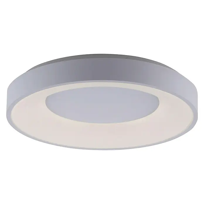 Just Light LED-Deckenleuchte rund - 30 W, Ø x H: 48 x 7,8 cm, Weiß, Sonstige - Nahaufnahme einer modernen, runden LED-Deckenleuchte mit einem hellen, gleichmäßigen Lichtschein. Ideal für eine stilvolle Raumbeleuchtung.