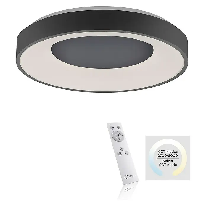 Just Light LED-Deckenleuchte rund - 30 W, Ø x H: 48 x 7,8 cm, Anthrazit, Sonstige - Deckenleuchte in Ringform mit Fernbedienung zur Einstellung der Farbtemperatur. Modernes Design für stilvolle Beleuchtung.