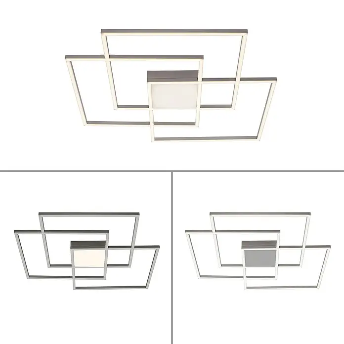 Just Light LED-Deckenleuchte Asmin - 12 W, L x B x H: 75 x 75 x 6 cm, Stahl, Mehrfarbig - Deckenleuchte mit modernem Design. Die eckige LED-Leuchte sorgt für eine stilvolle und helle Beleuchtung im Raum.