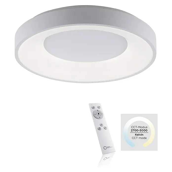 Just Light LED-Deckenleuchte rund - 30 W, Ø x H: 48 x 7,8 cm, Weiß, Sonstige - Deckenleuchte mit Fernbedienung zur Einstellung der Farbtemperatur. Diese Deckenleuchte bietet einstellbares, modernes Licht.