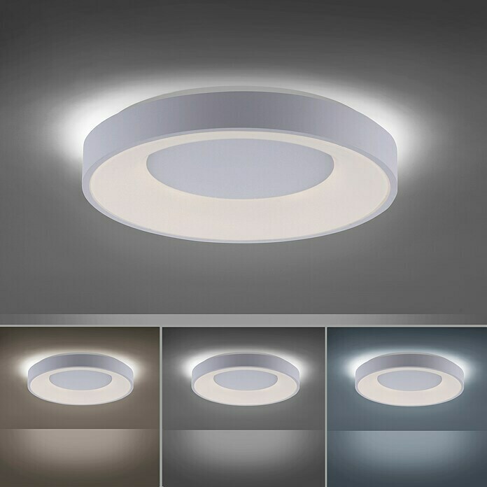 Just Light LED-Deckenleuchte rund (30 W, Ø x H: 48 x 7,8 cm, Weiß,  Sonstige) | BAUHAUS