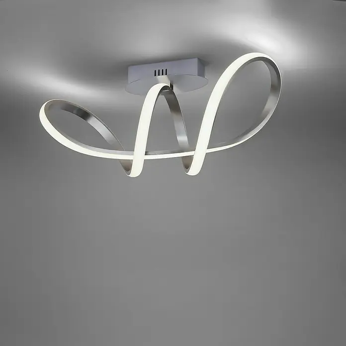 Just Light LED-Deckenleuchte18 W, L x B x H: 61 x 24,5 x 27 cm, Grau, Sonstige - Ein modernes LED-Deckenleuchte mit geschwungenen silbernen Akzenten, die ein elegantes und helles Ambiente erzeugt. Diese Leuchte ist ein Blickfang.