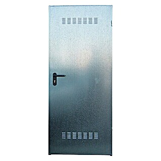 Novoferm Puerta de protección de acero Super Standard Galvanizada con rejilla (77,5 x 203,5 cm, Apertura según normativa: Izquierda)