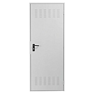 Novoferm Puerta metálica Super Plus Prelacada blanca con rejilla (87,5 x 203,5 cm, Apertura según normativa: Izquierda)