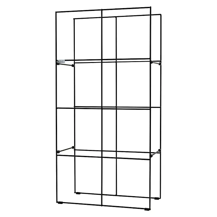 Bellissa Regalsystem Filo 2x4 - 59 x 31 x 117 cm - Abbildung eines schwarzen Küchenschrankauszugs mit mehreren Fächern. Ideal für die Küchenorganisation und einfache Zugänglichkeit.