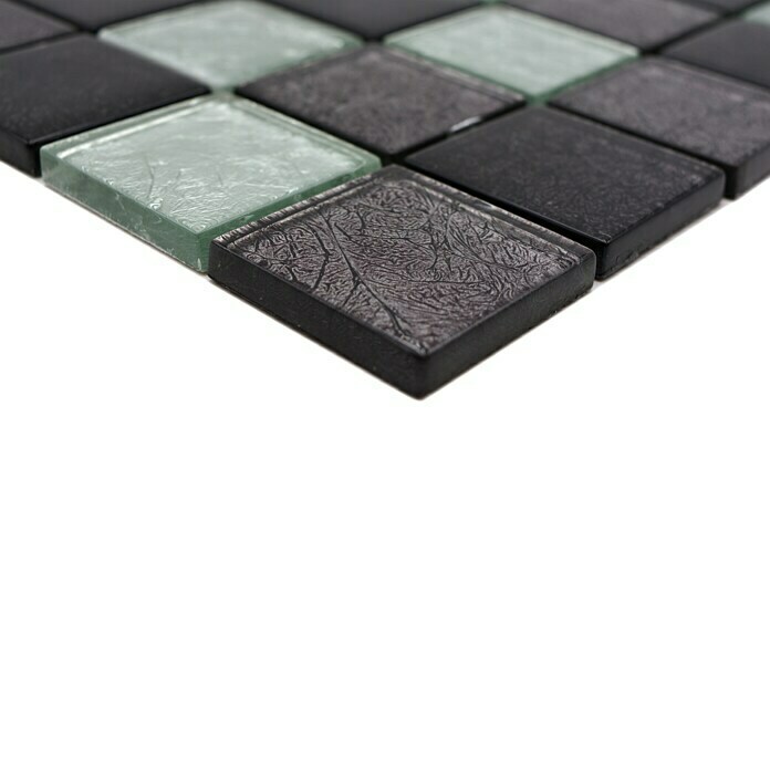 Mosaikfliese Quadrat Crystal XCM 8BS28 (30 x 30 cm, Silber/Schwarz, Glänzend) | BAUHAUS