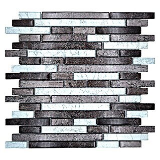 Mosaikfliese Verbund Crystal XCM 8BS38 (30 x 30 cm, Silber/Schwarz, Glänzend)